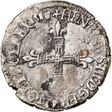 Coin, France, Henri III, 1/4 Ecu, 1588, Nantes, VF(30-35), Silver, Sombart:4662