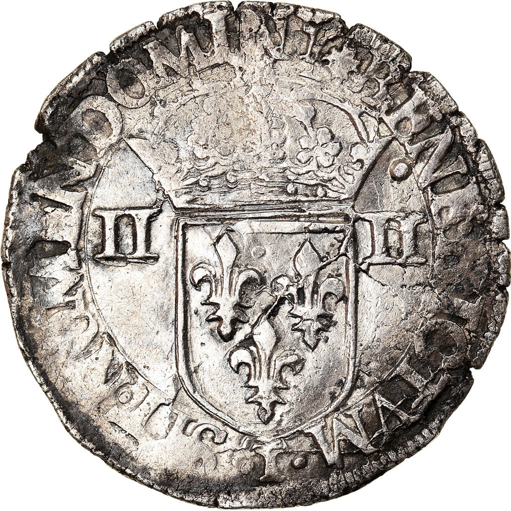 Coin, France, Henri III, 1/4 Ecu, 1588, Nantes, VF(30-35), Silver, Sombart:4662