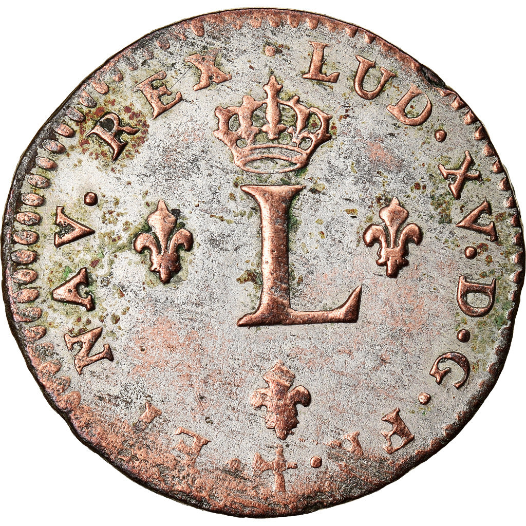 Münze, Frankreich, Louis XV, Double sol (2 sous) en billon, 2 Sols, 1739