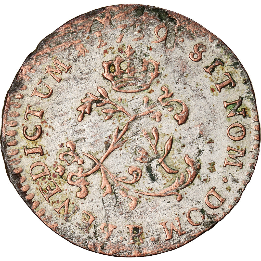 Münze, Frankreich, Louis XV, Double sol (2 sous) en billon, 2 Sols, 1739
