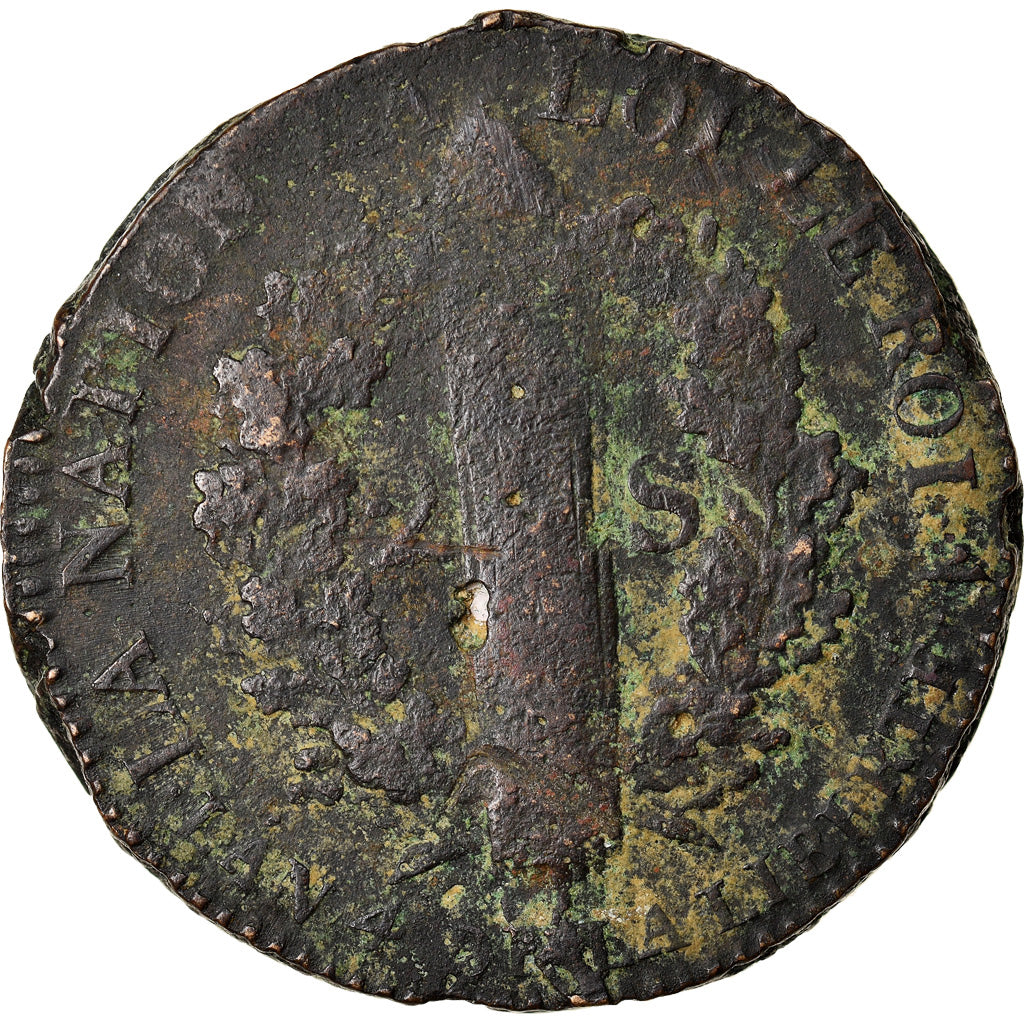 Moneda, Francia, Louis XVI, 2 Sols, 1792, Lille, BC+, Bronce, KM:603.16