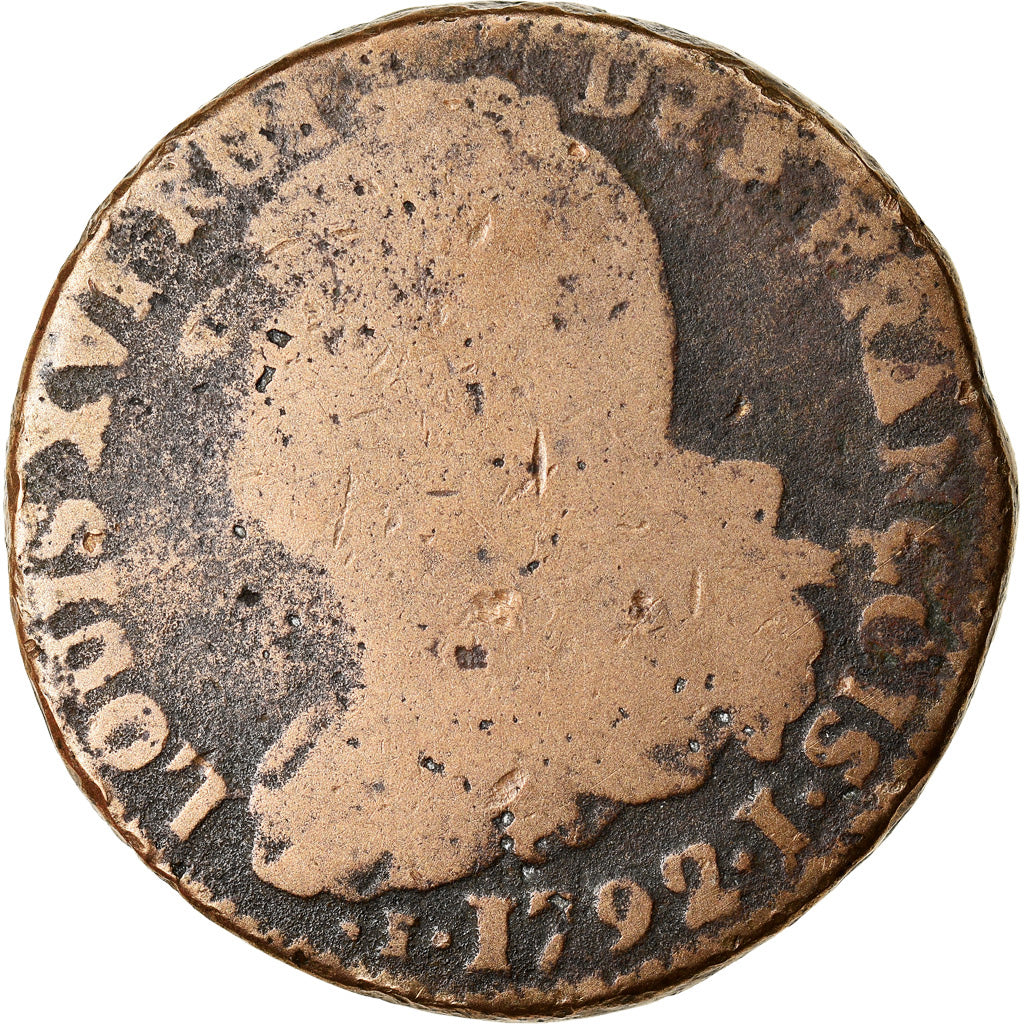 Moneta, Francia, 2 sols françois, 2 Sols, 1792, Limoges, B+, Bronzo, KM:603.7