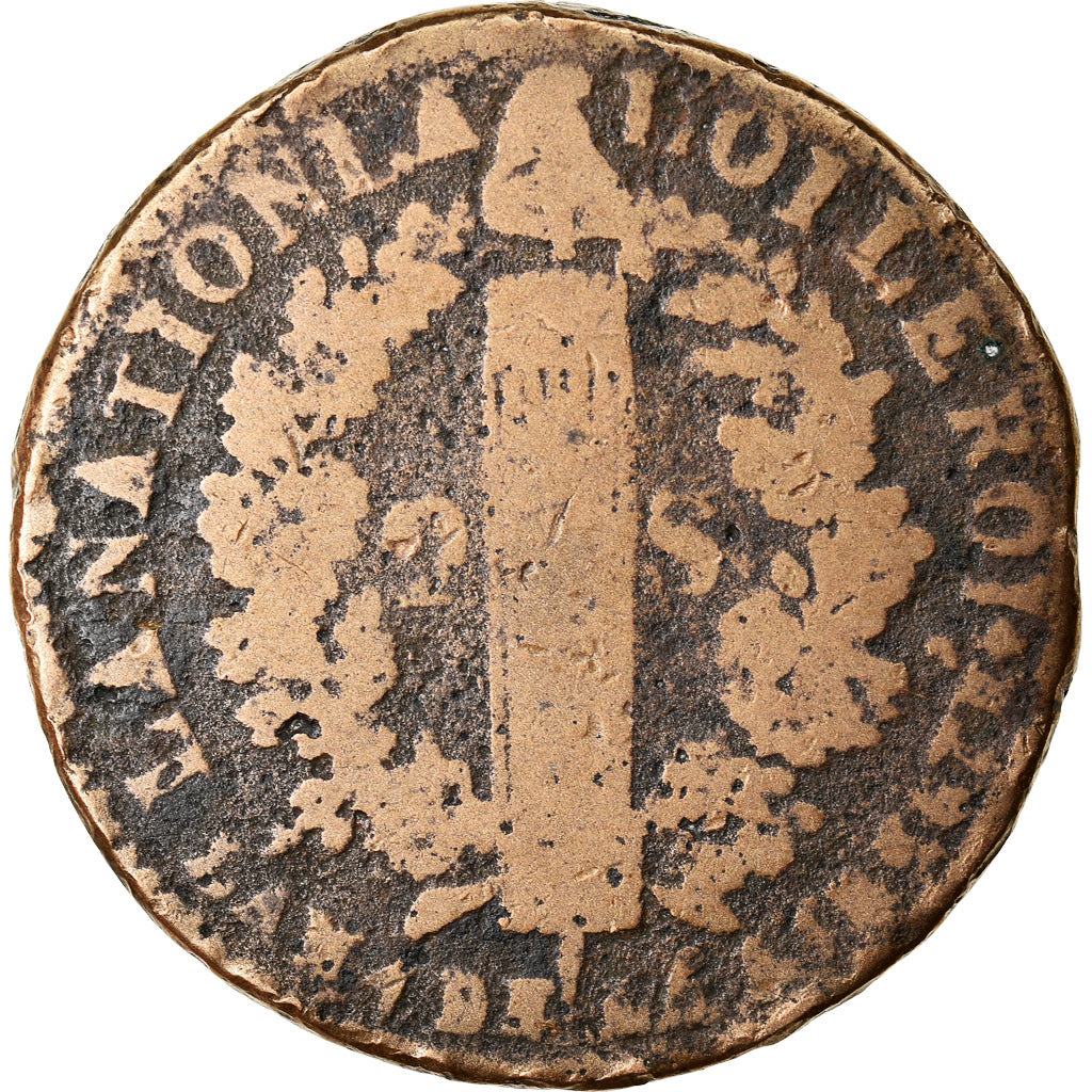 Moneta, Francia, 2 sols françois, 2 Sols, 1792, Limoges, B+, Bronzo, KM:603.7