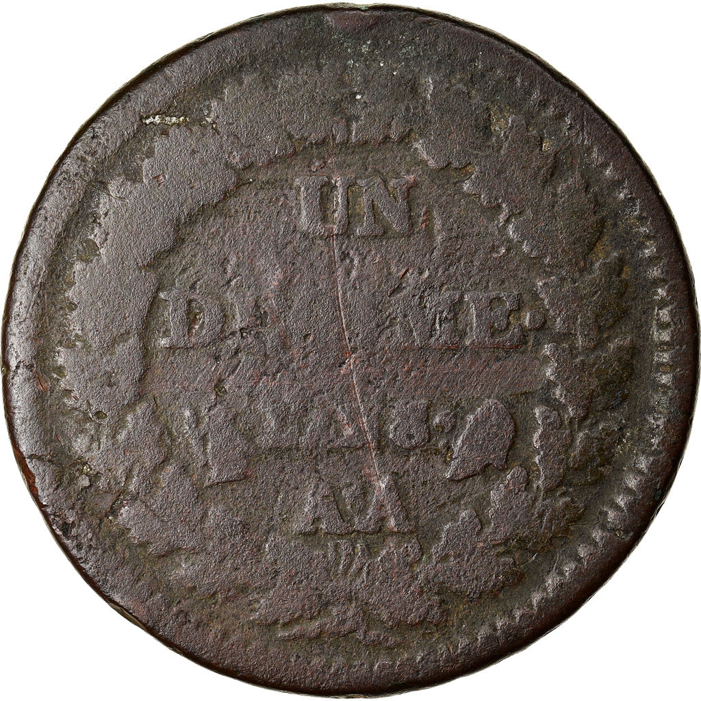 Moeda, França, Dupré, Decime, AN 8/5, Metz (AA/A), F(12-15), Bronze, KM:644.2