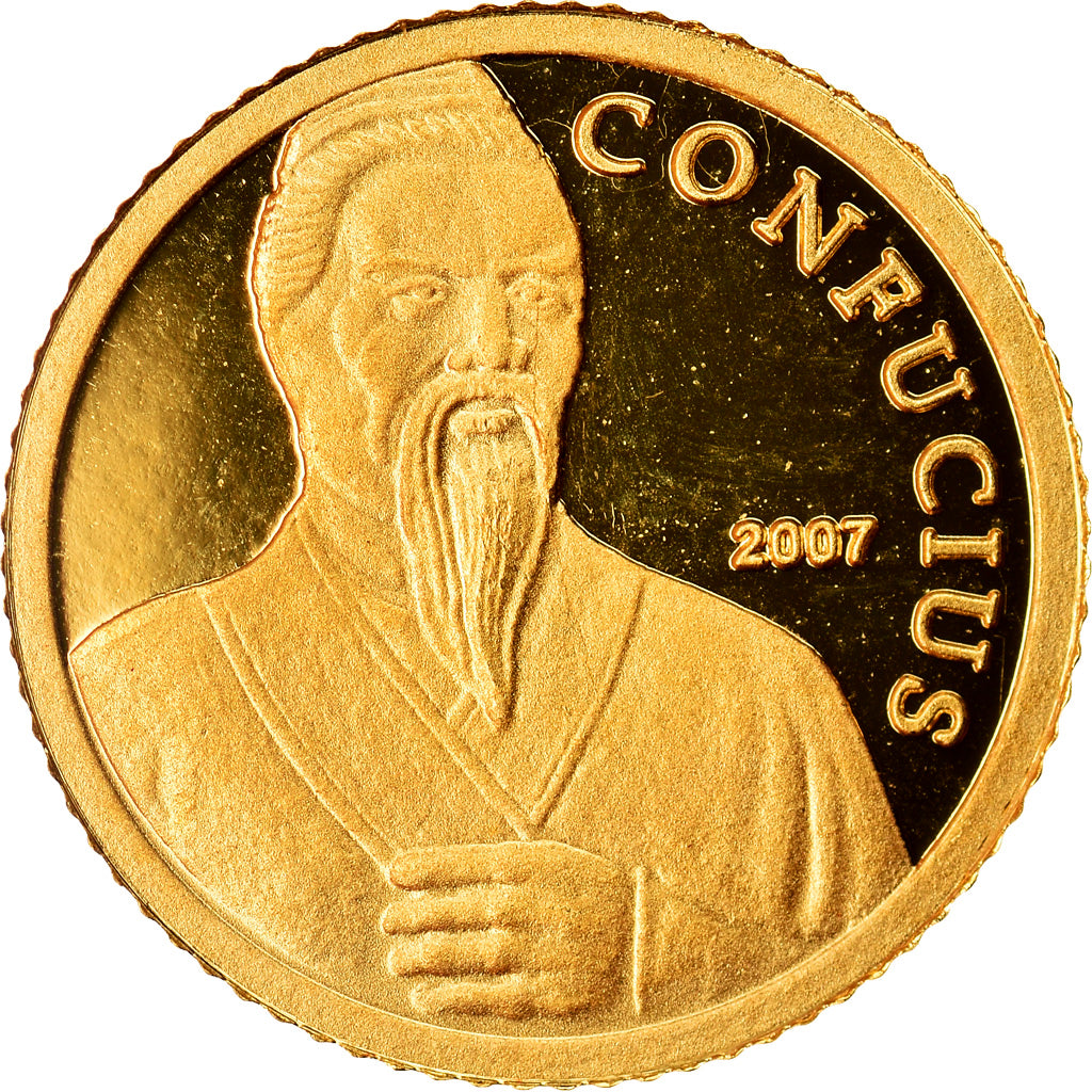 Monnaie, Cambodge, Confucius, 5000 Riels, 2007, FDC, Or