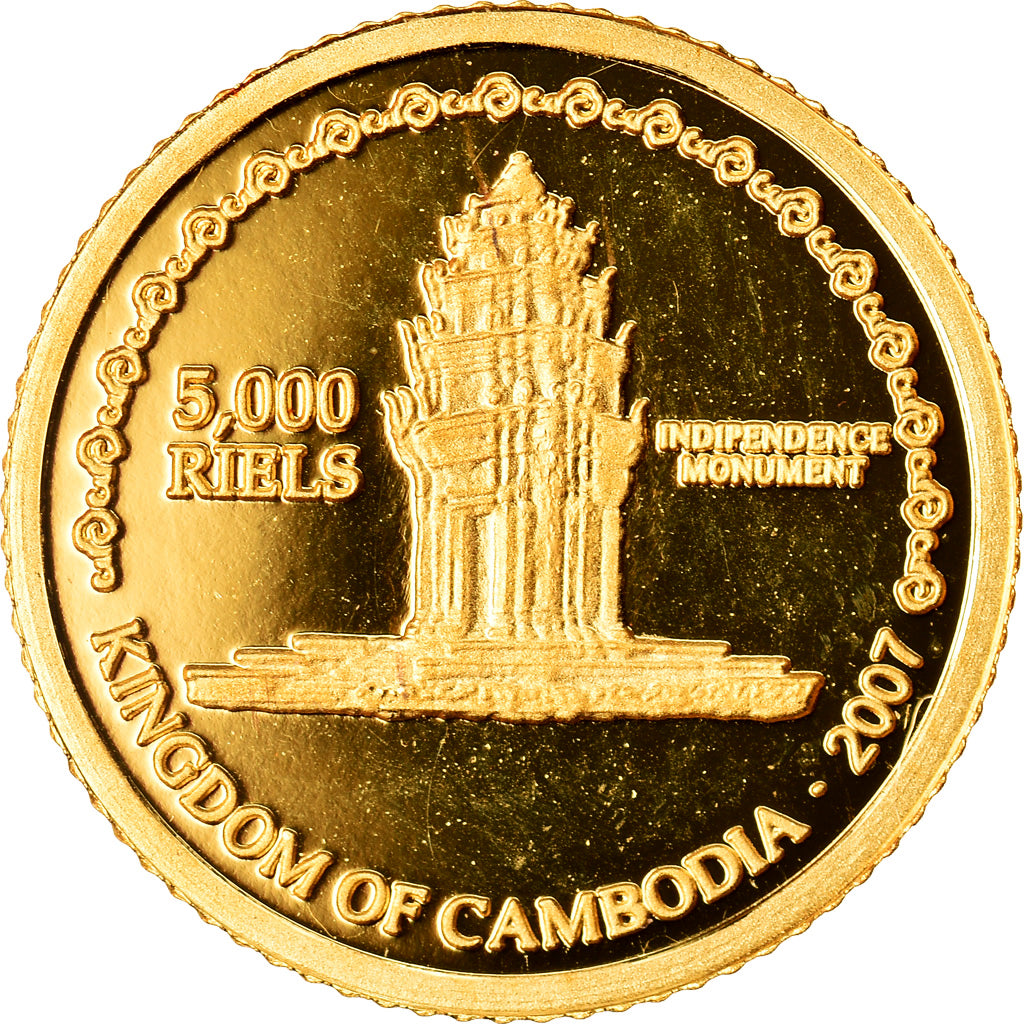 Monnaie, Cambodge, Confucius, 5000 Riels, 2007, FDC, Or
