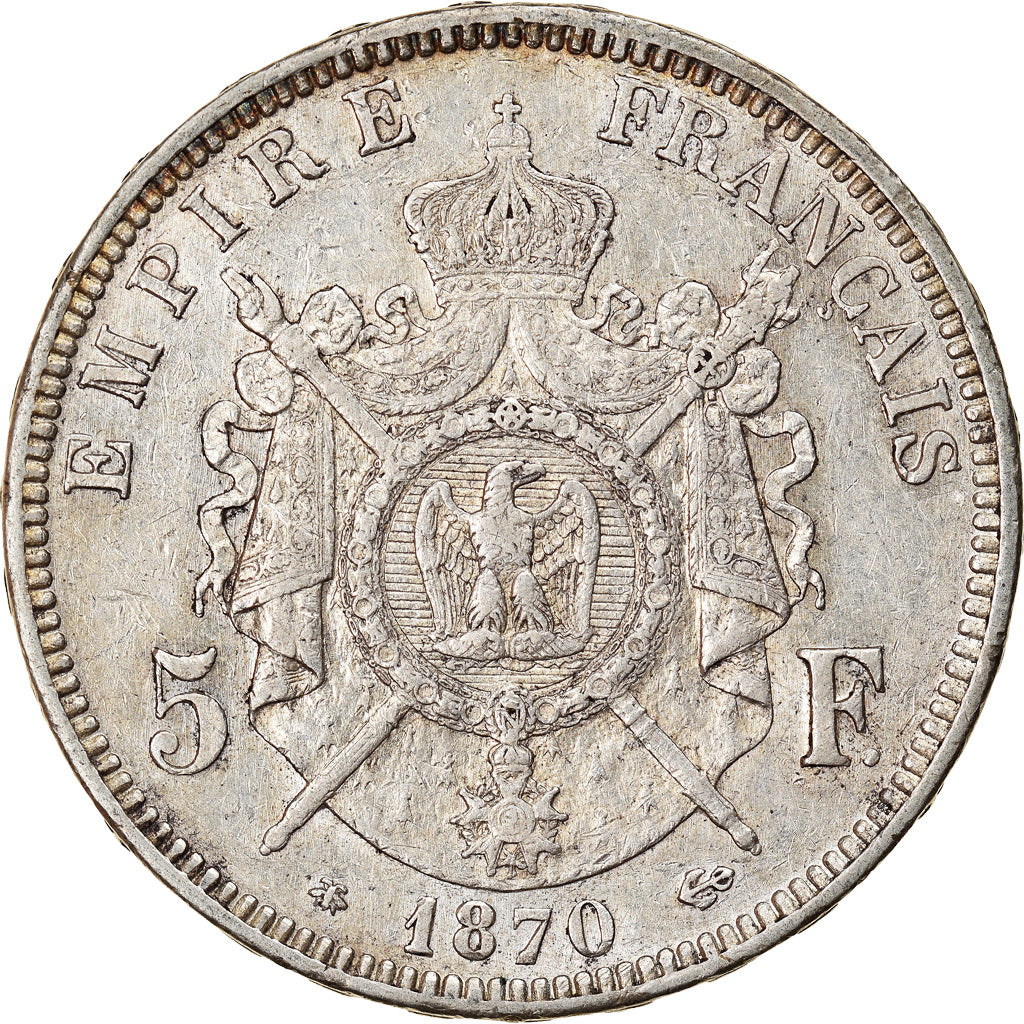 Munten, Frankrijk, Napoleon III, Napoléon III, 5 Francs, 1870, Paris, ZF