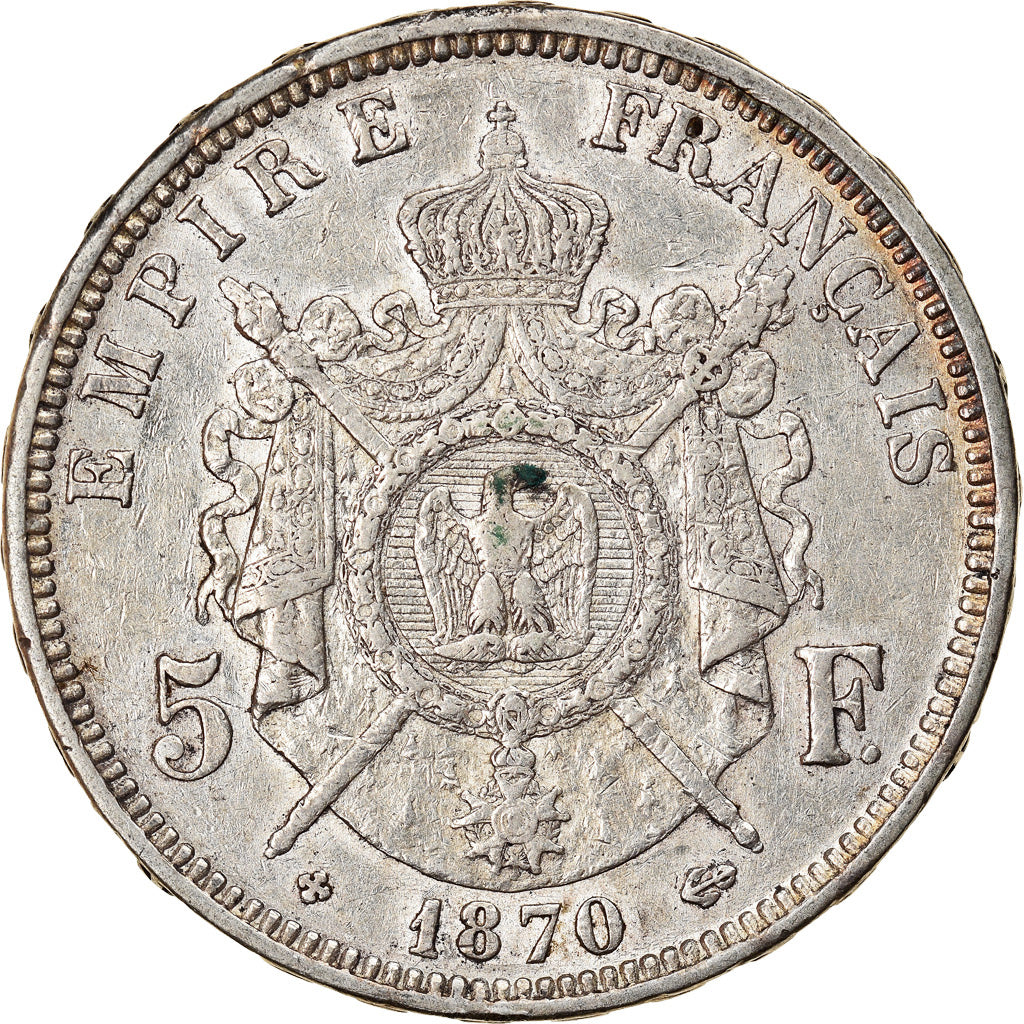 Münze, Frankreich, Napoléon III, 5 Francs, 1870, Strasbourg, SS, Silber