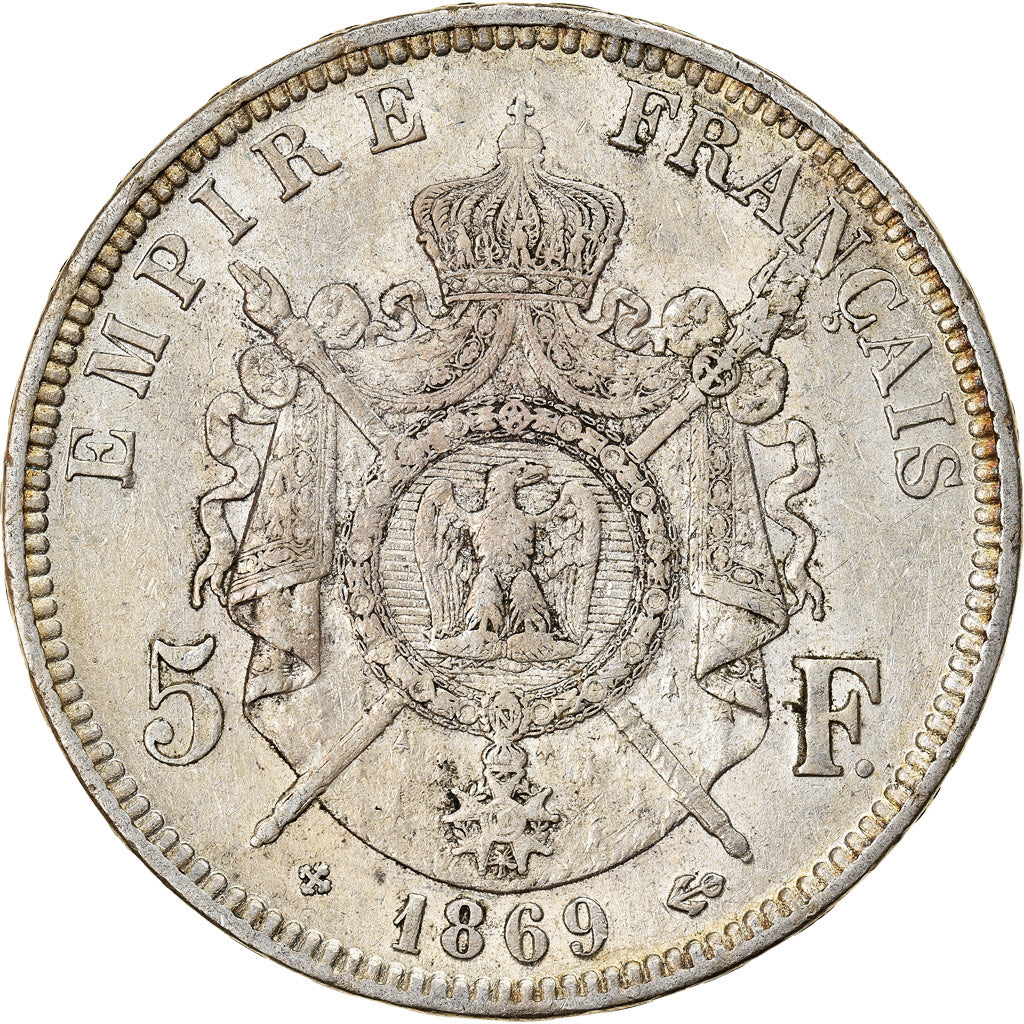 Coin, France, Napoléon III, 5 Francs, 1869, Strasbourg, EF(40-45), Silver