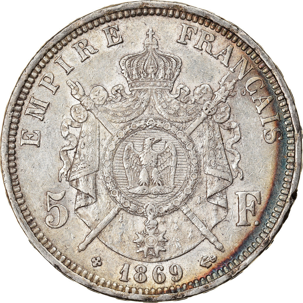 Coin, France, Napoléon III, 5 Francs, 1869, Strasbourg, EF(40-45), Silver