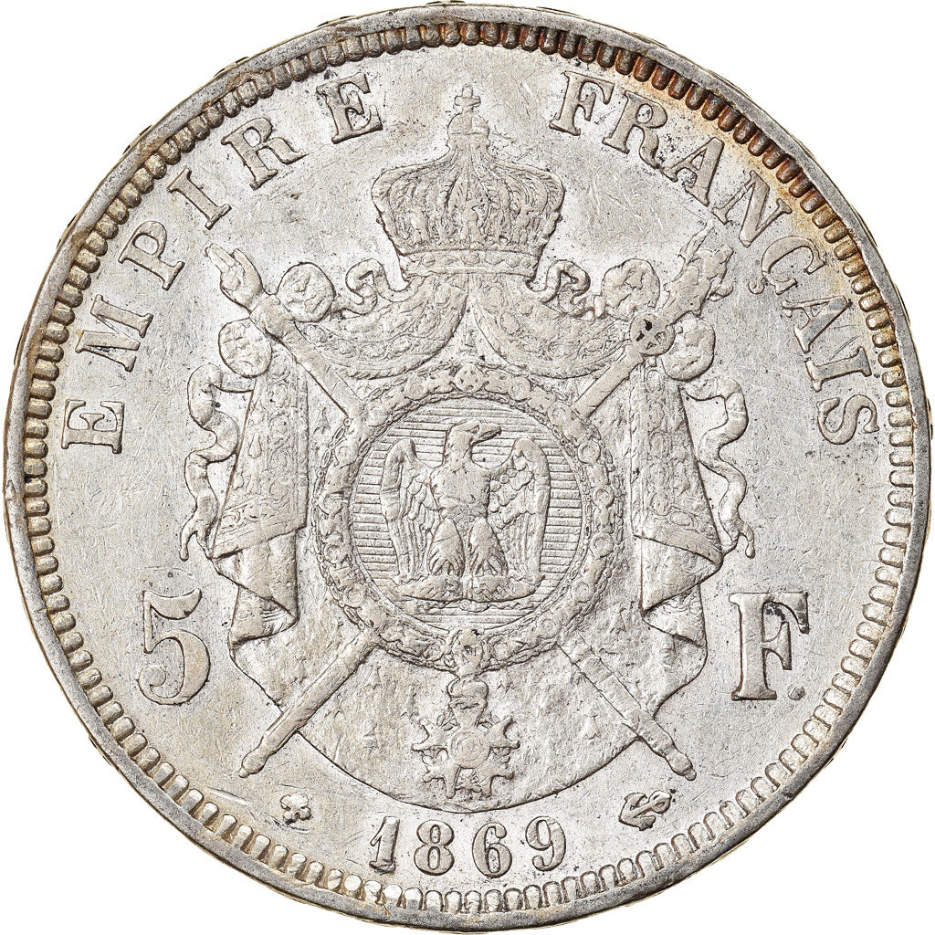Monnaie, France, Napoléon III, 5 Francs, 1869, Strasbourg, TTB, Argent