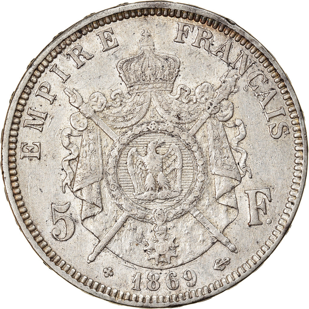 Monnaie, France, Napoléon III, 5 Francs, 1869, Strasbourg, TTB, Argent