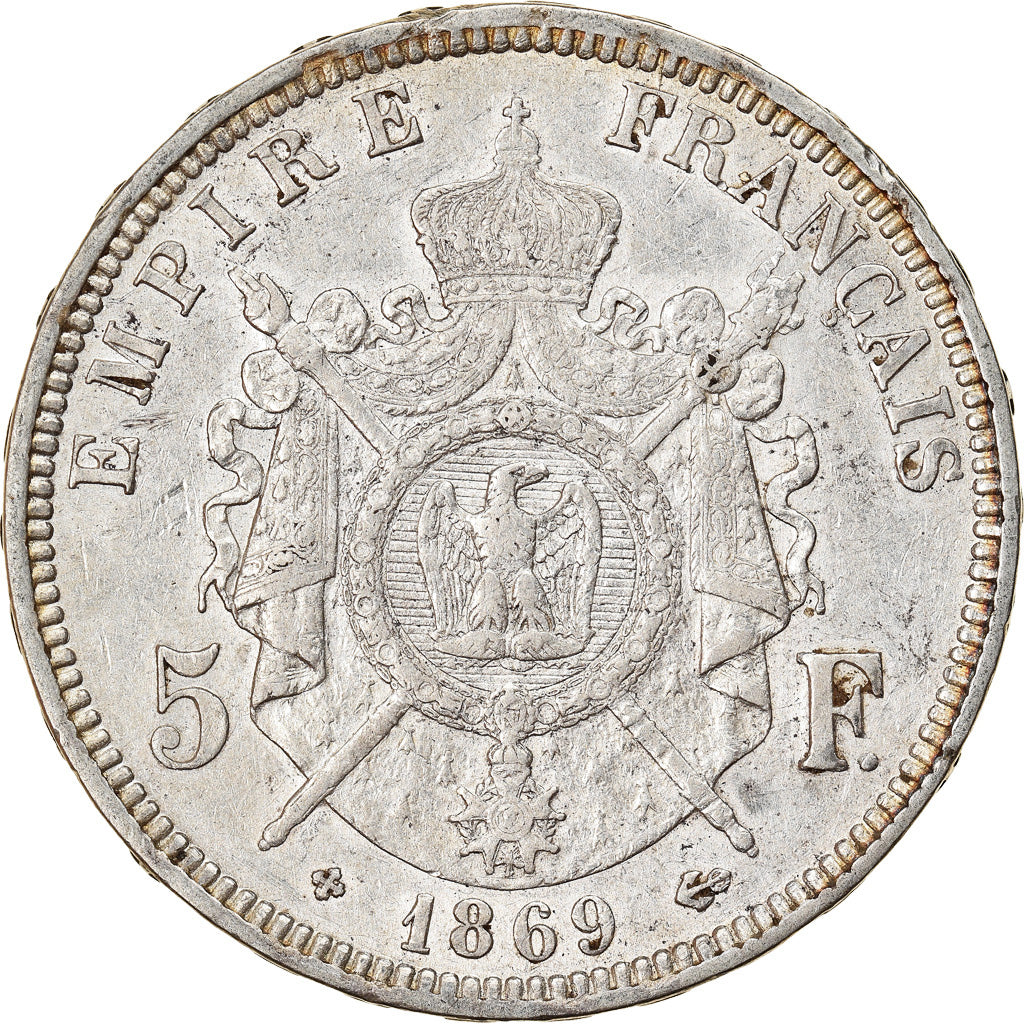 Coin, France, Napoléon III, 5 Francs, 1869, Strasbourg, EF(40-45), Silver