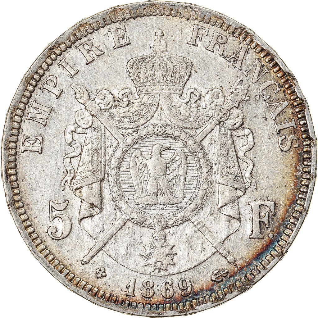 Coin, France, Napoléon III, 5 Francs, 1869, Strasbourg, EF(40-45), Silver