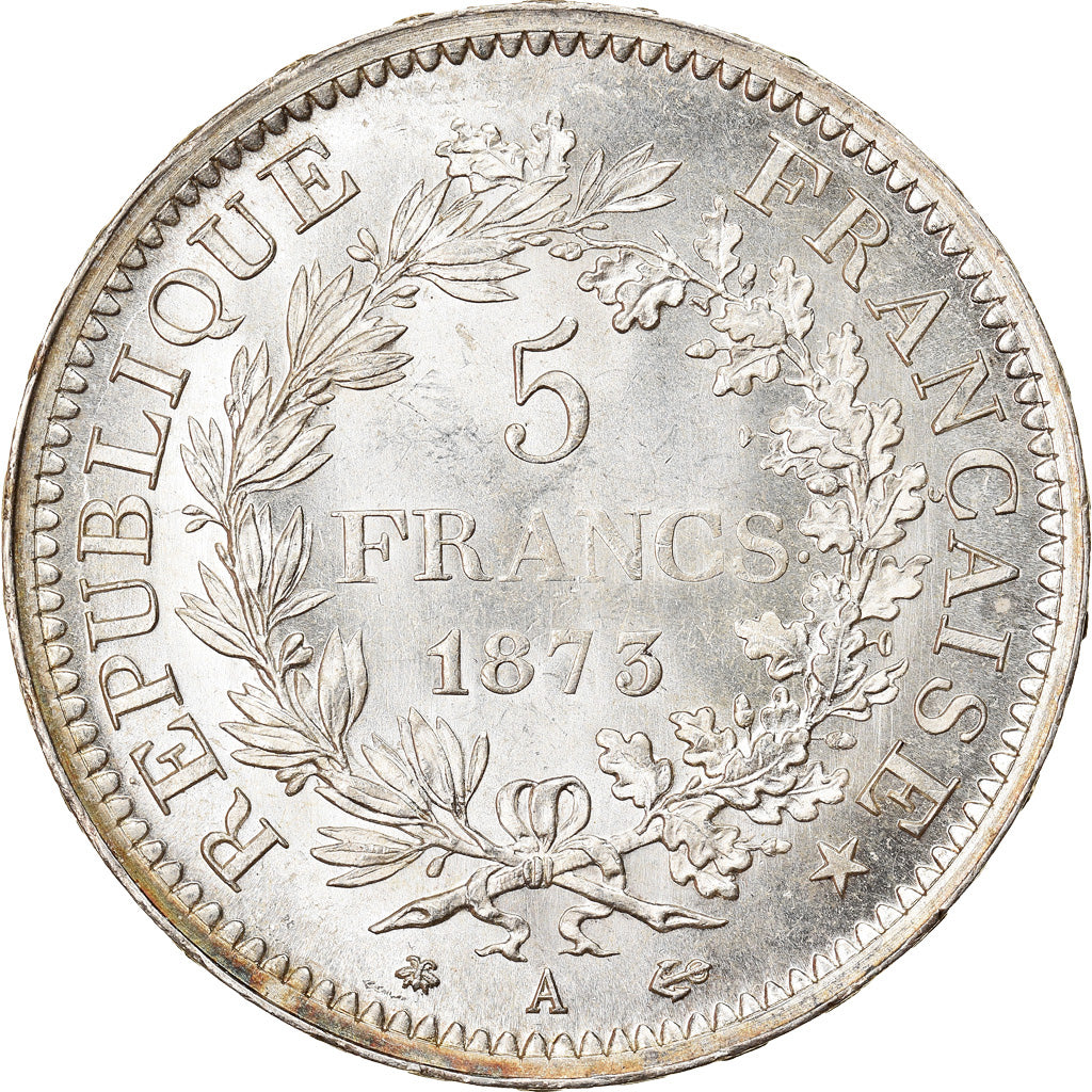 Coin, France, Hercule, 5 Francs, 1873, Paris, MS(63), Silver, KM:820.1