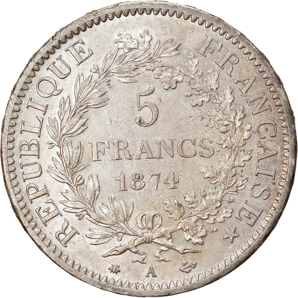 Coin, France, Hercule, 5 Francs, 1874, Paris, AU(50-53), Silver, KM:820.1