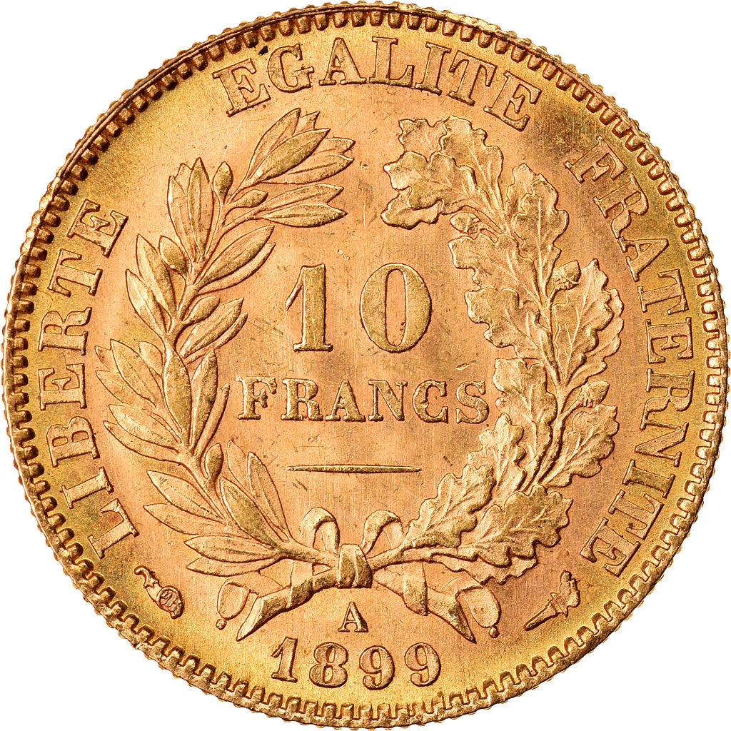 Coin, France, Cérès, 10 Francs, 1899, Paris, MS(60-62), Gold, KM:830