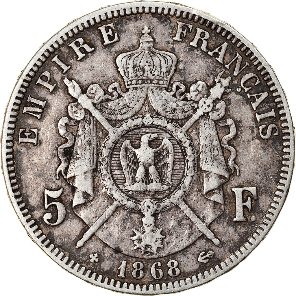 Monnaie, France, Napoléon III, 5 Francs, 1868, Strasbourg, TTB, Argent