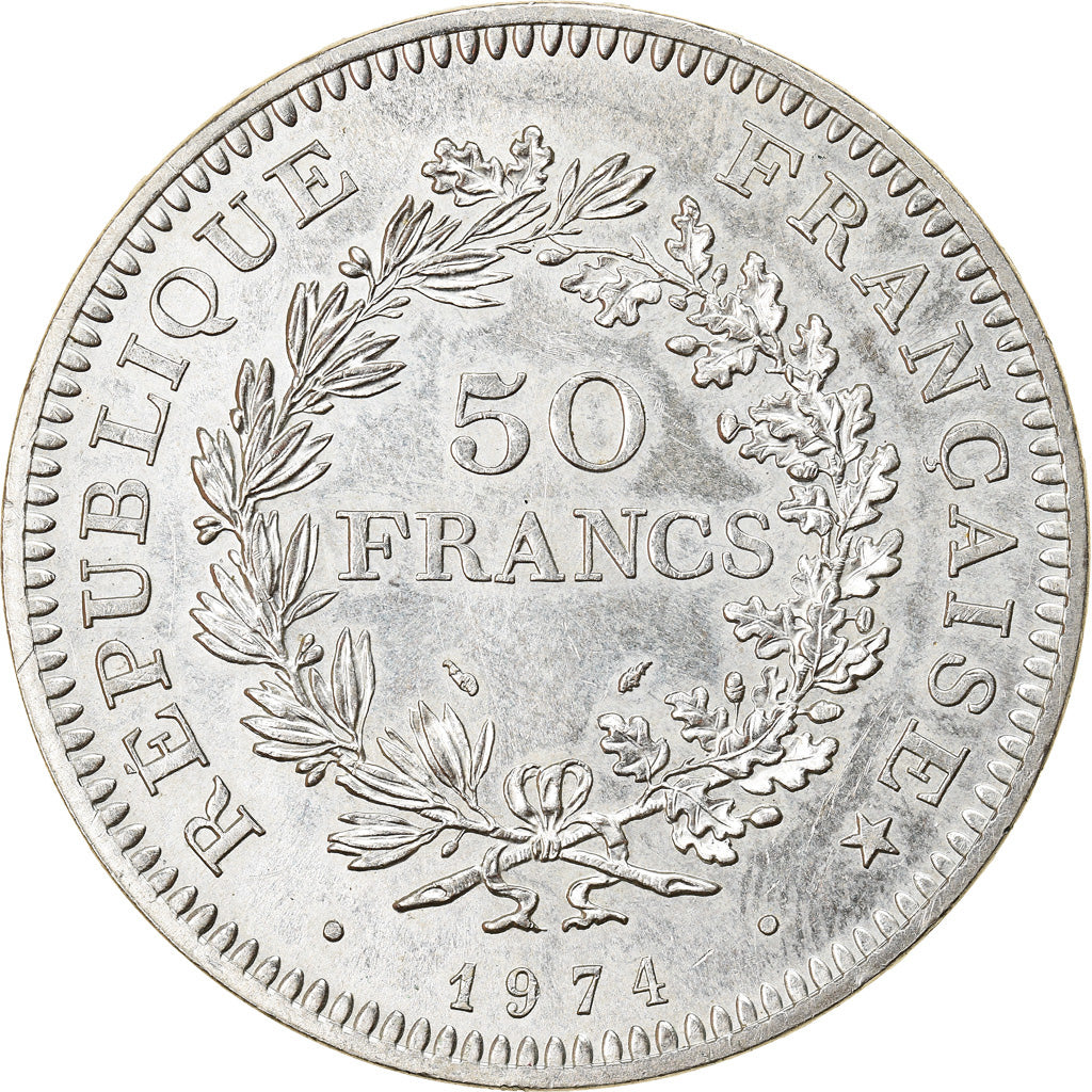 Coin, France, Hercule, 50 Francs, 1974, Avers 20 francs, AU(55-58), Silver