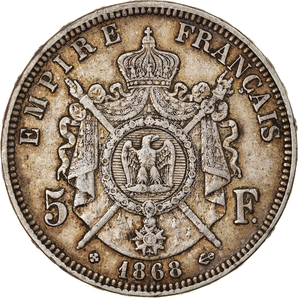 Monnaie, France, Napoléon III, 5 Francs, 1868, Strasbourg, TTB, Argent