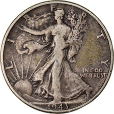 Coin, United States, Walking Liberty Half Dollar, Half Dollar, 1943, U.S. Mint
