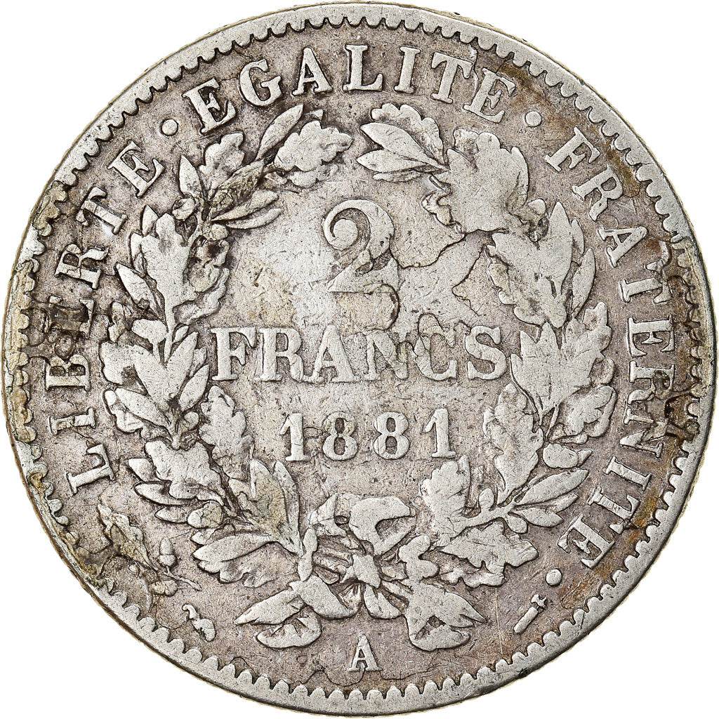 Monnaie, France, Cérès, 2 Francs, 1881, Paris, TB+, Argent, KM:817.1, Le