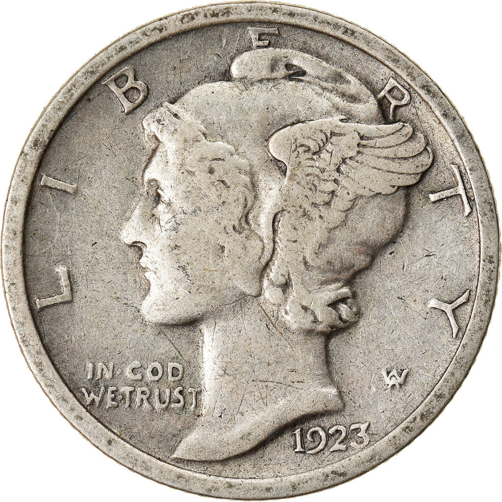 Coin, United States, Mercury Dime, Dime, 1923, U.S. Mint, Philadelphia