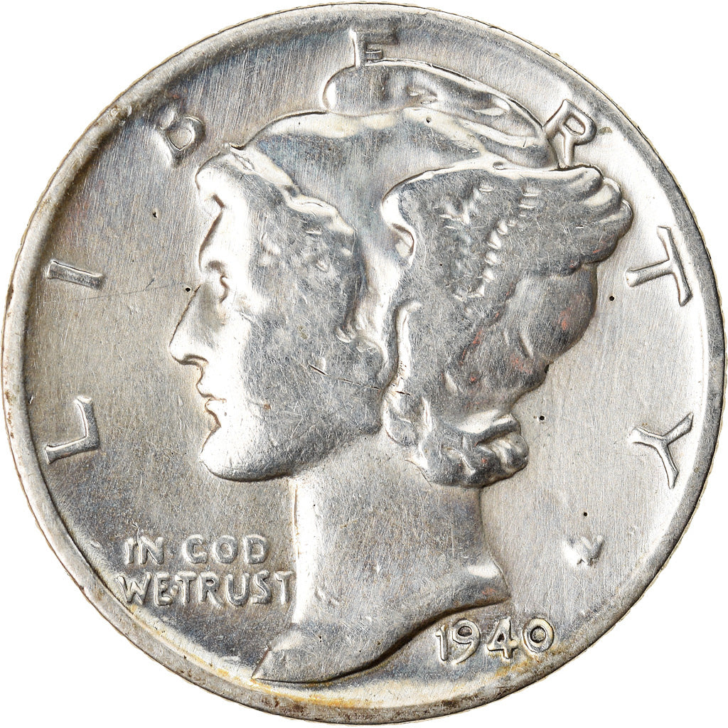 Coin, United States, Mercury Dime, Dime, 1940, U.S. Mint, Denver, VF(20-25)