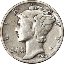Coin, United States, Mercury Dime, Dime, 1944, U.S. Mint, Philadelphia