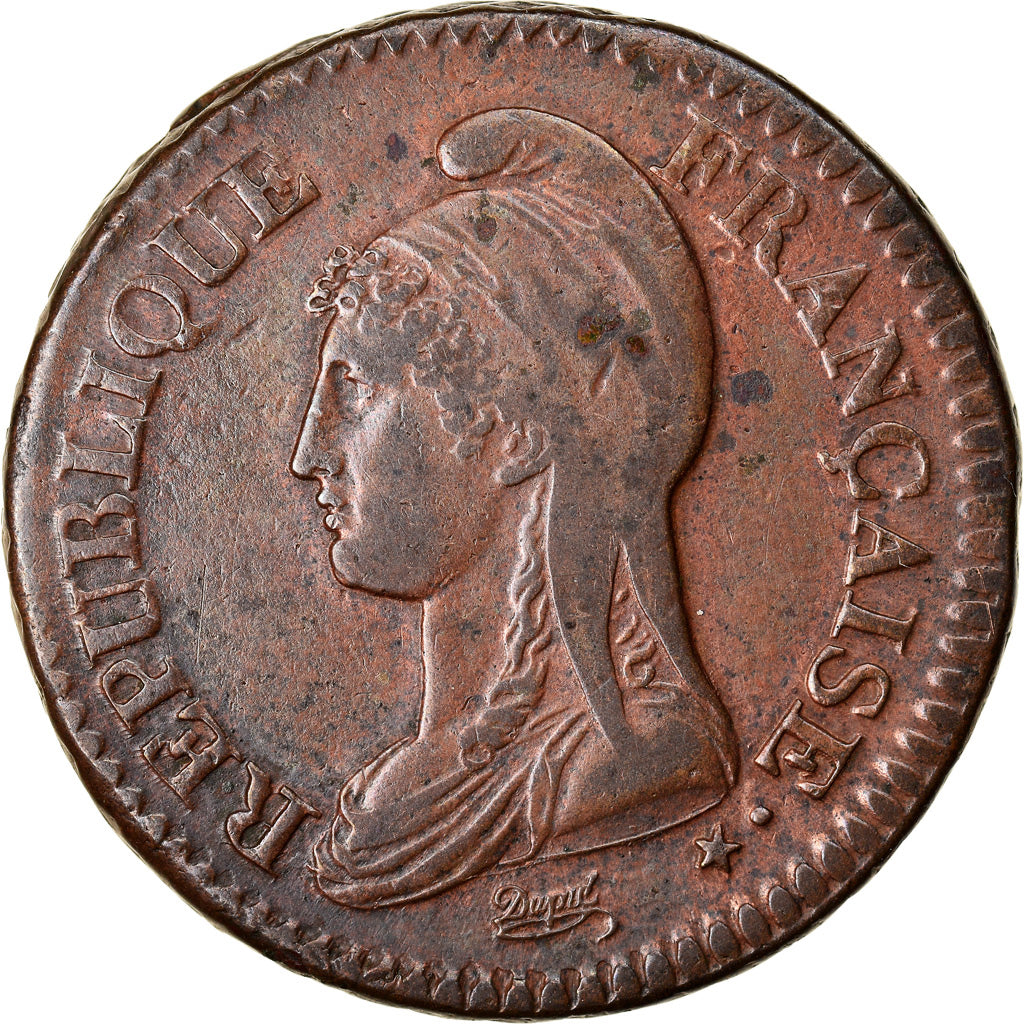 Coin, France, Dupré, Decime, AN 8, Bordeaux, EF(40-45), Bronze, Gadoury:187a