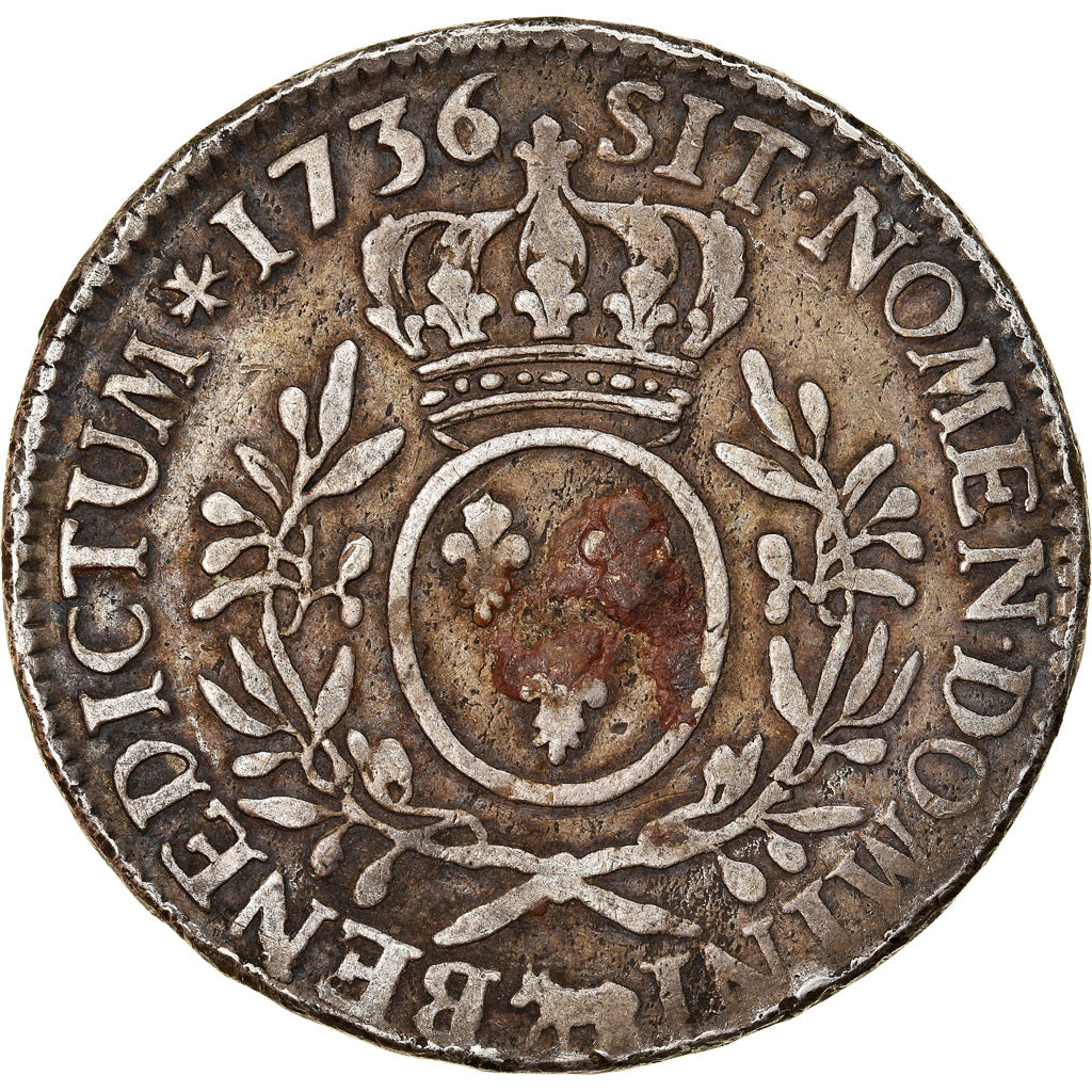 Coin, France, Louis XV, Écu de Béarn aux branches d'olivier, Ecu, 1736, Pau