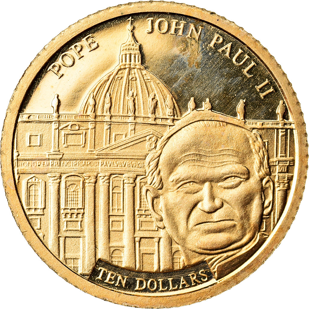 Coin, Liberia, Jean-Paul II, 10 Dollars, 2003, MS(65-70), Gold