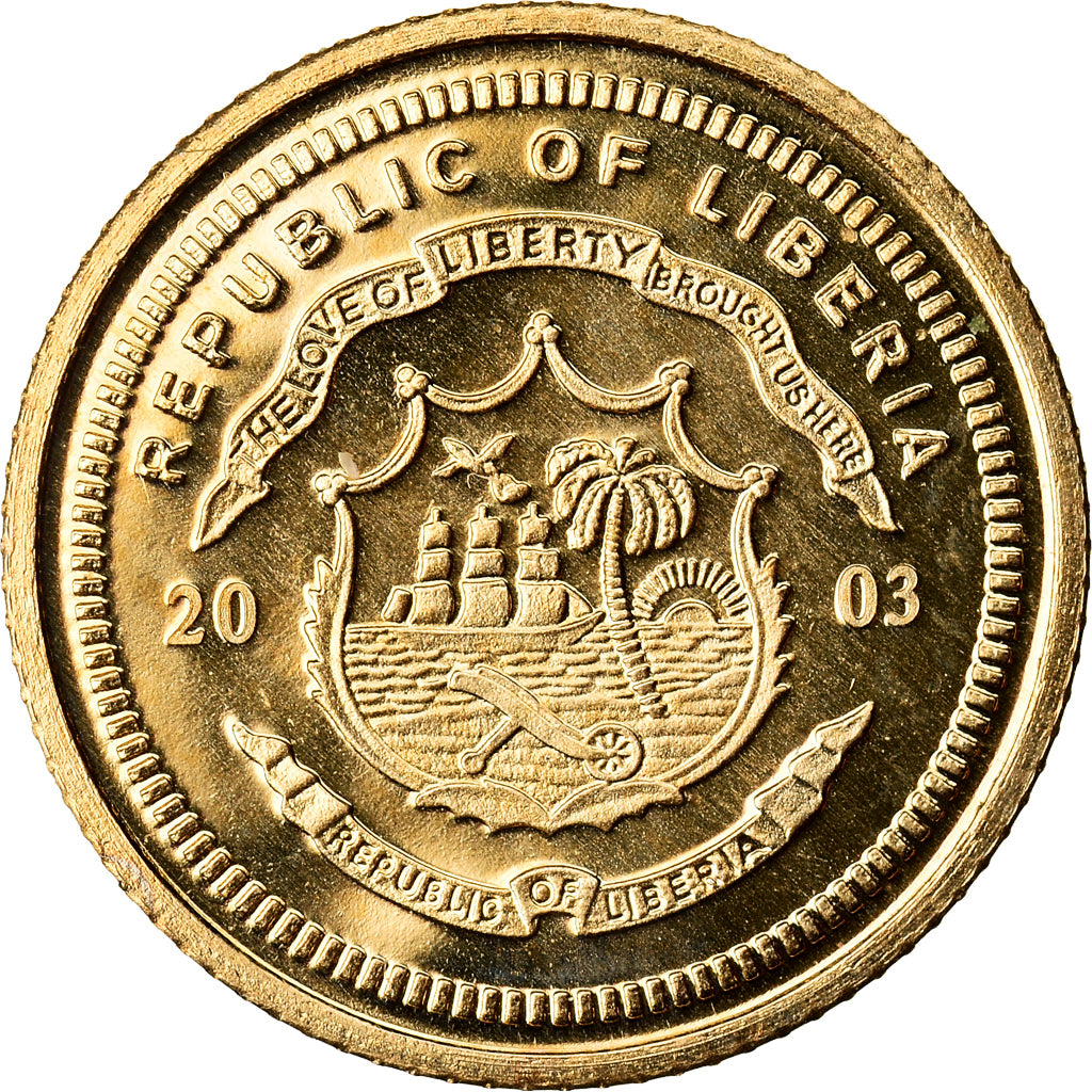 Coin, Liberia, Jean-Paul II, 10 Dollars, 2003, MS(65-70), Gold