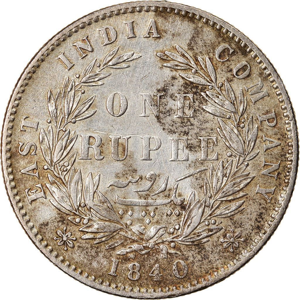 Coin, INDIA-BRITISH, Victoria, Rupee, 1840, Calcutta, EF(40-45), Silver