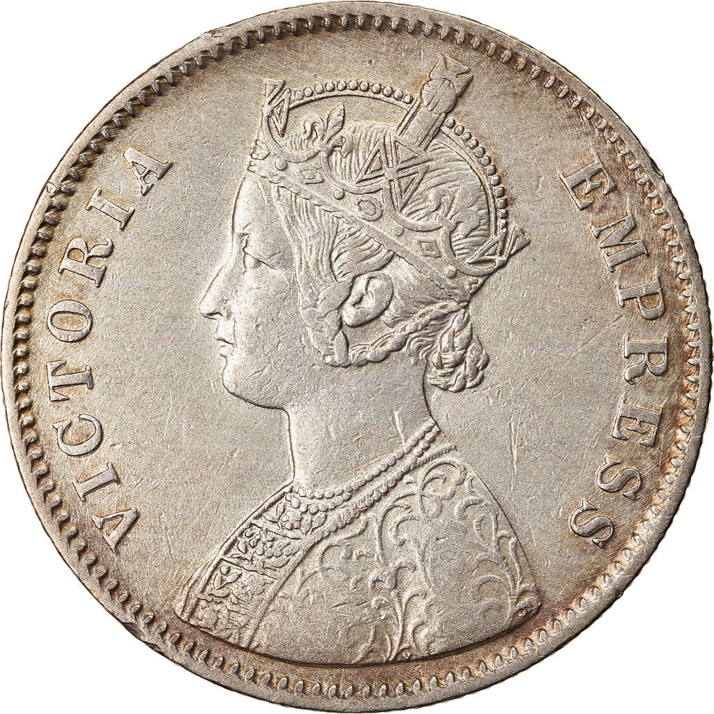 Coin, INDIA-BRITISH, Victoria, Rupee, 1877, AU(50-53), Silver, KM:492