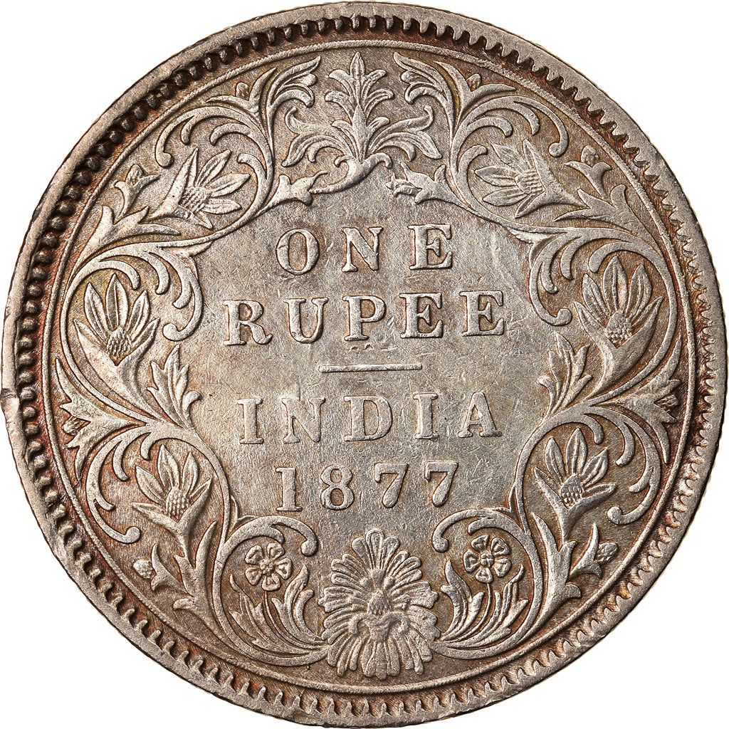 Coin, INDIA-BRITISH, Victoria, Rupee, 1877, AU(50-53), Silver, KM:492