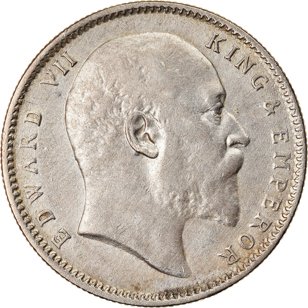 Coin, INDIA-BRITISH, Edward VII, Rupee, 1909, Calcutta, AU(55-58), Silver
