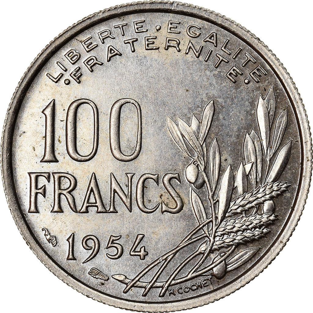 Coin, France, Cochet, 100 Francs, 1954, MS(63), Copper-nickel, KM:919.1