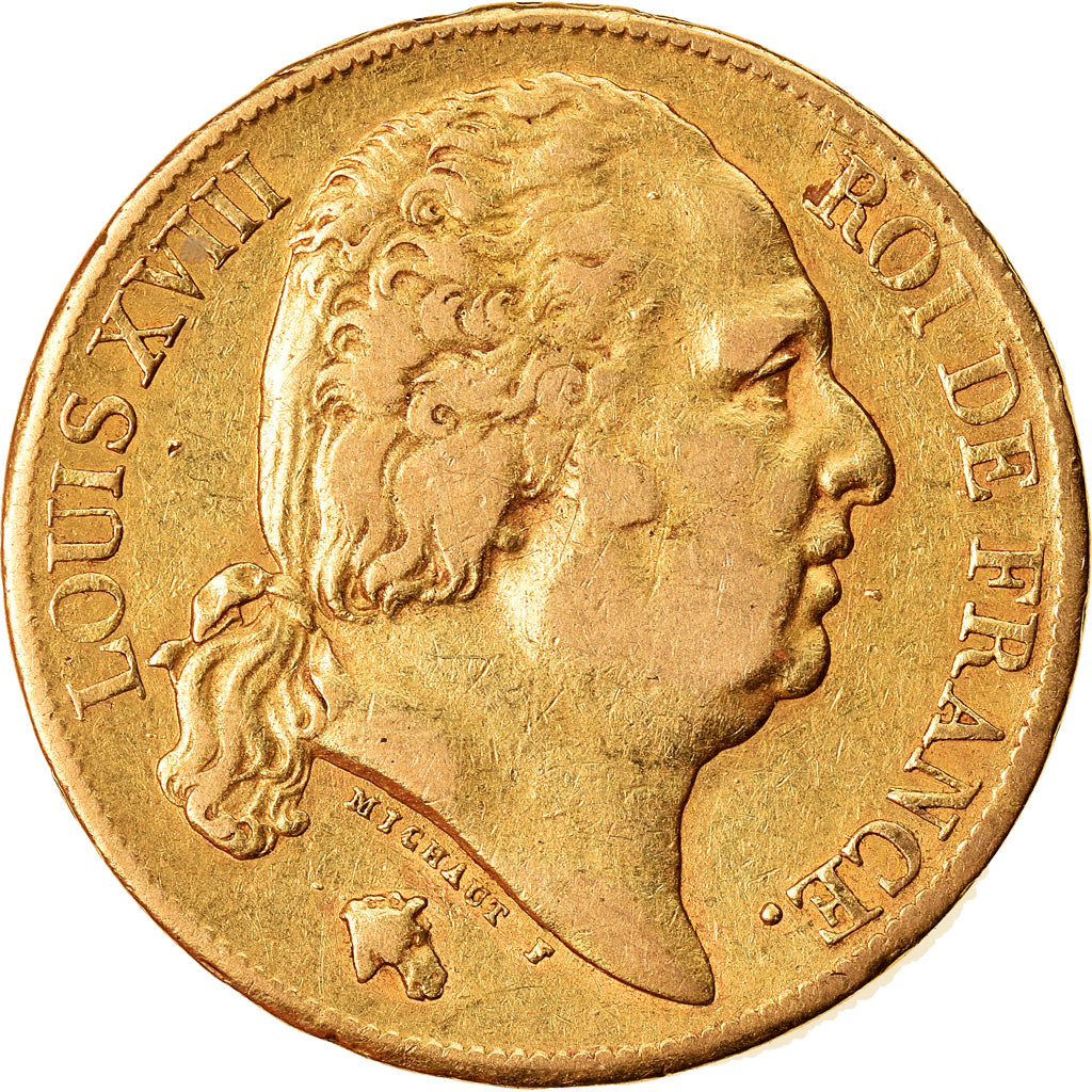 Munten, Frankrijk, Louis XVIII, Louis XVIII, 20 Francs, 1820, Paris, ZF, Goud
