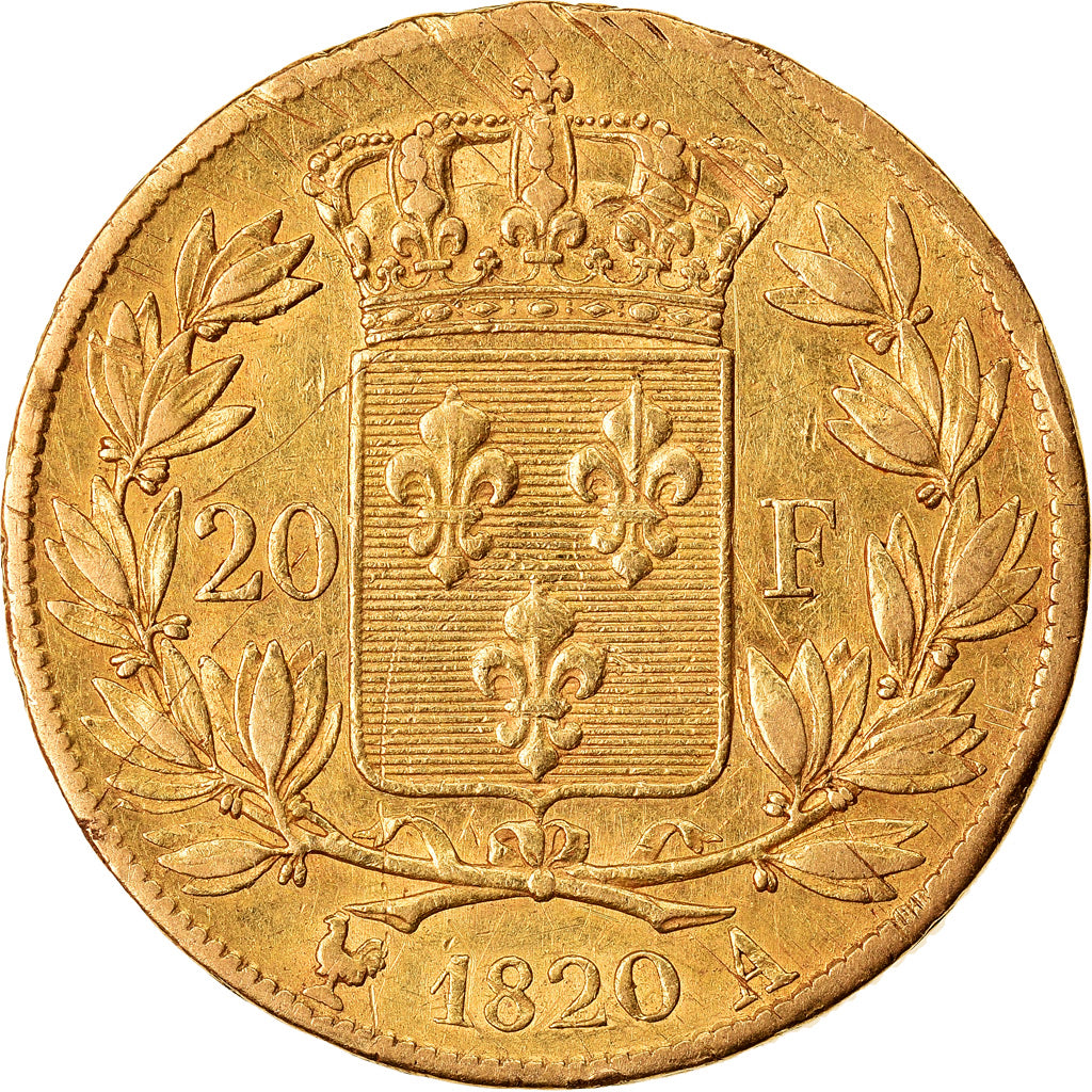 Munten, Frankrijk, Louis XVIII, Louis XVIII, 20 Francs, 1820, Paris, ZF, Goud
