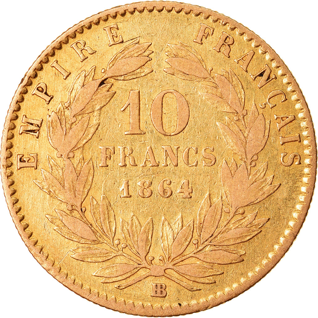 Coin, France, Napoleon III, Napoléon III, 10 Francs, 1864, Strasbourg