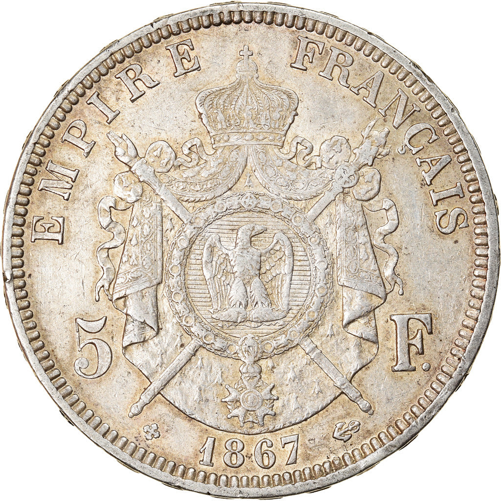 Coin, France, Napoléon III, 5 Francs, 1869, Strasbourg, AU(50-53), Silver