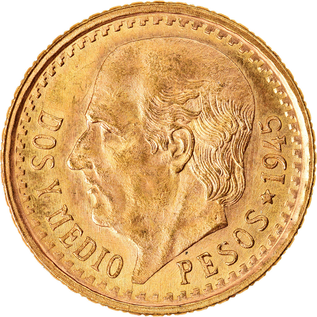 Coin, Mexico, 2 1/2 Pesos, 1945, Mexico, MS(63), Gold, KM:20