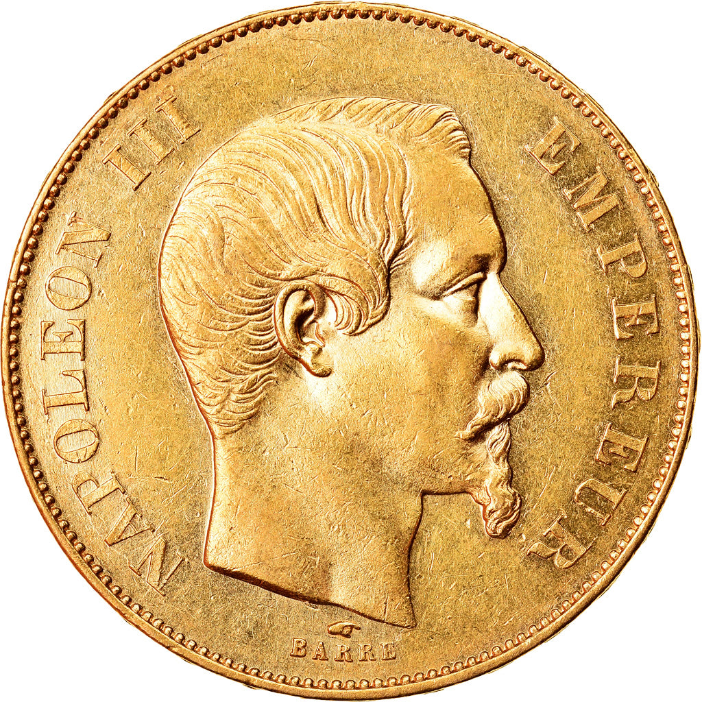 Moeda, França, Napoleon III, 50 Francs, 1856, Paris, AU(55-58), Dourado