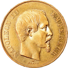 Moeda, França, Napoleon III, 50 Francs, 1856, Paris, AU(55-58), Dourado
