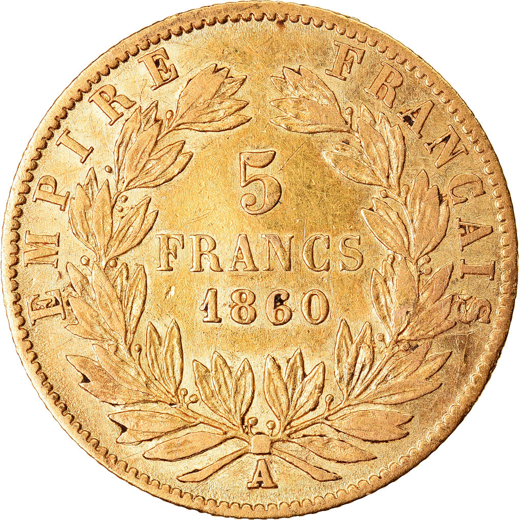 Coin, France, Napoleon III, Napoléon III, 5 Francs, 1860, Paris, VF(30-35)