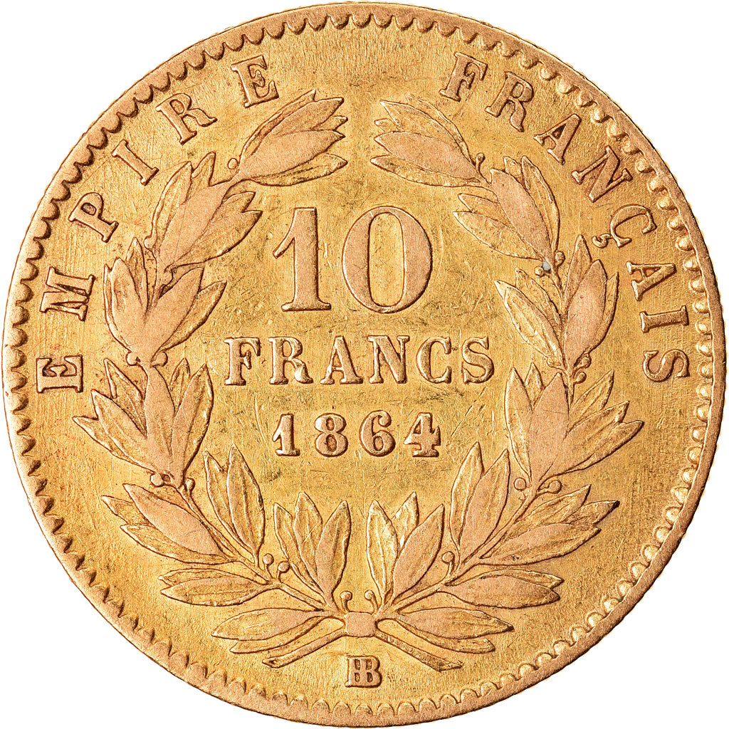 Coin, France, Napoleon III, Napoléon III, 10 Francs, 1864, Strasbourg