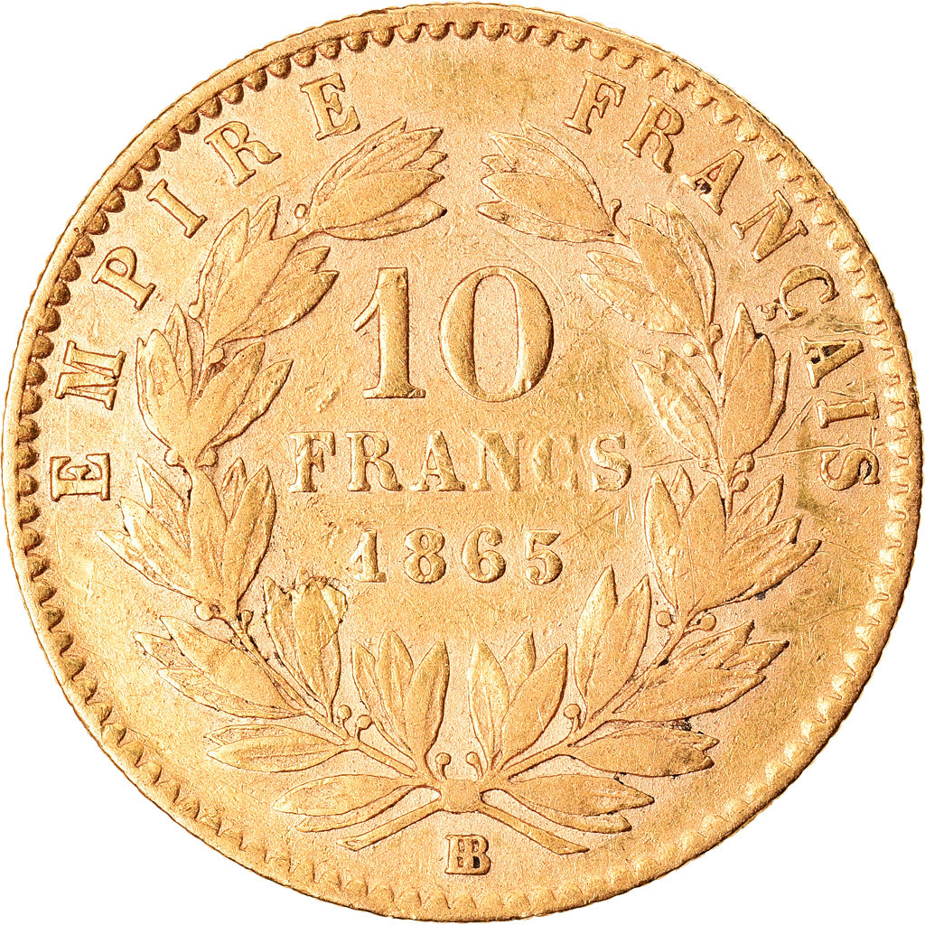 Coin, France, Napoleon III, Napoléon III, 10 Francs, 1865, Strasbourg