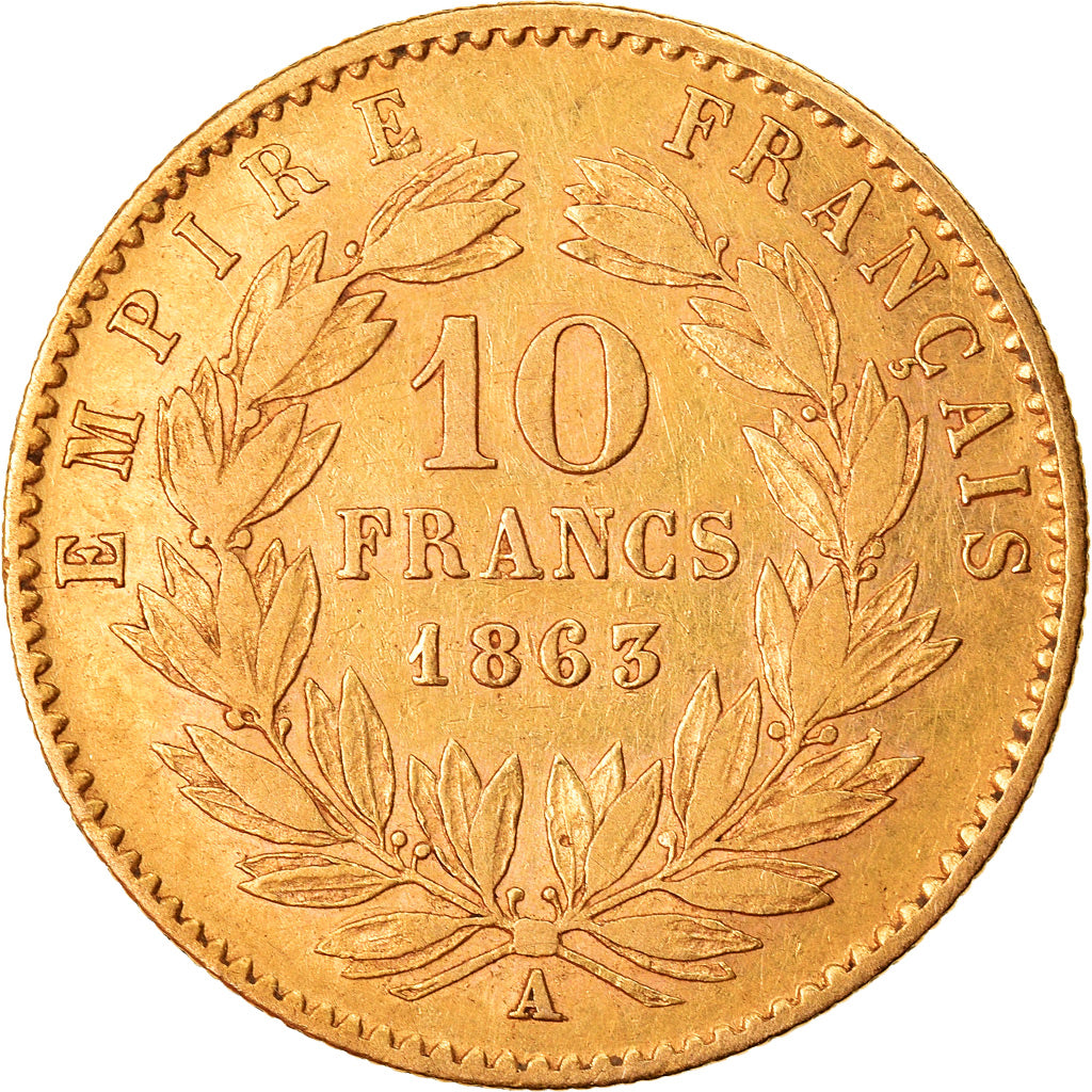 Coin, France, Napoleon III, Napoléon III, 10 Francs, 1863, Paris, EF(40-45)