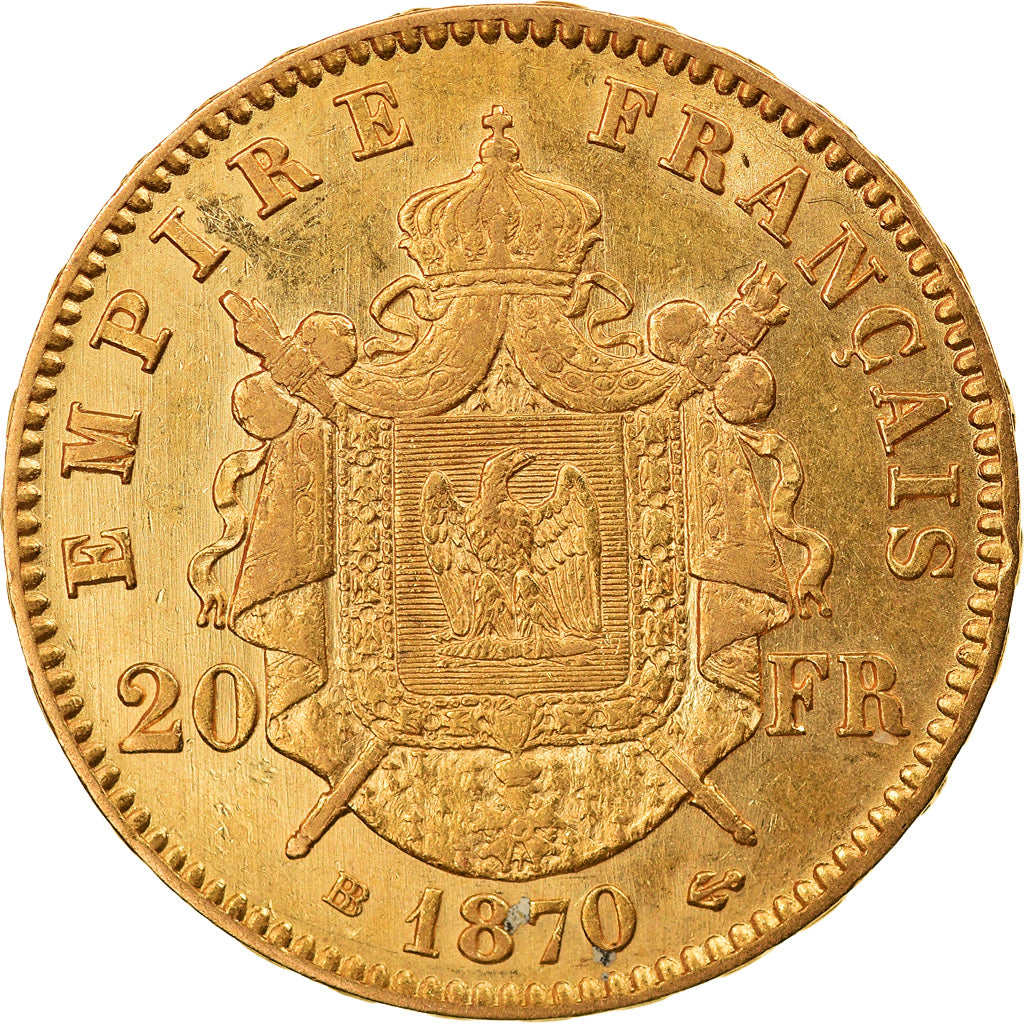 Coin, France, Napoleon III, Napoléon III, 20 Francs, 1870, Strasbourg